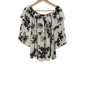 Final Touch Floral Off Shoulder Ruffle Blouse Made in‎ USA Large